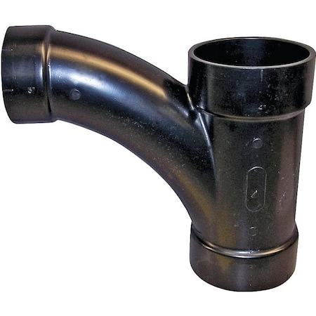 CANPLAS Reducing Combination Tee Pipe Wye, 3 X 3 X 112 In, Hub, ABS, Black